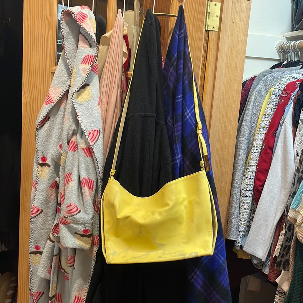 Stella McCarney yellow distressed VEGAN leather bag